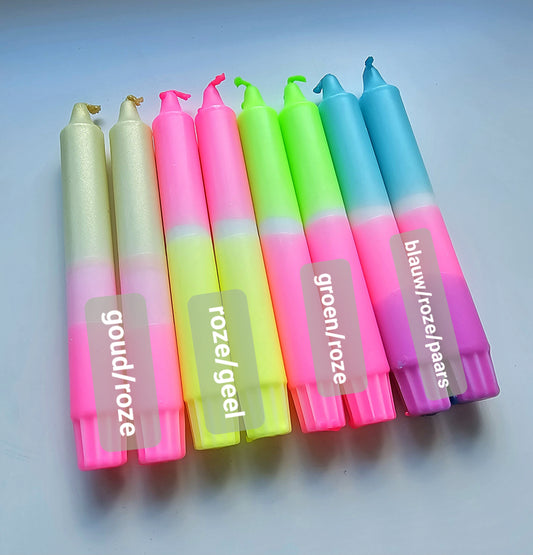 Neon dinerkaarsen set van 2