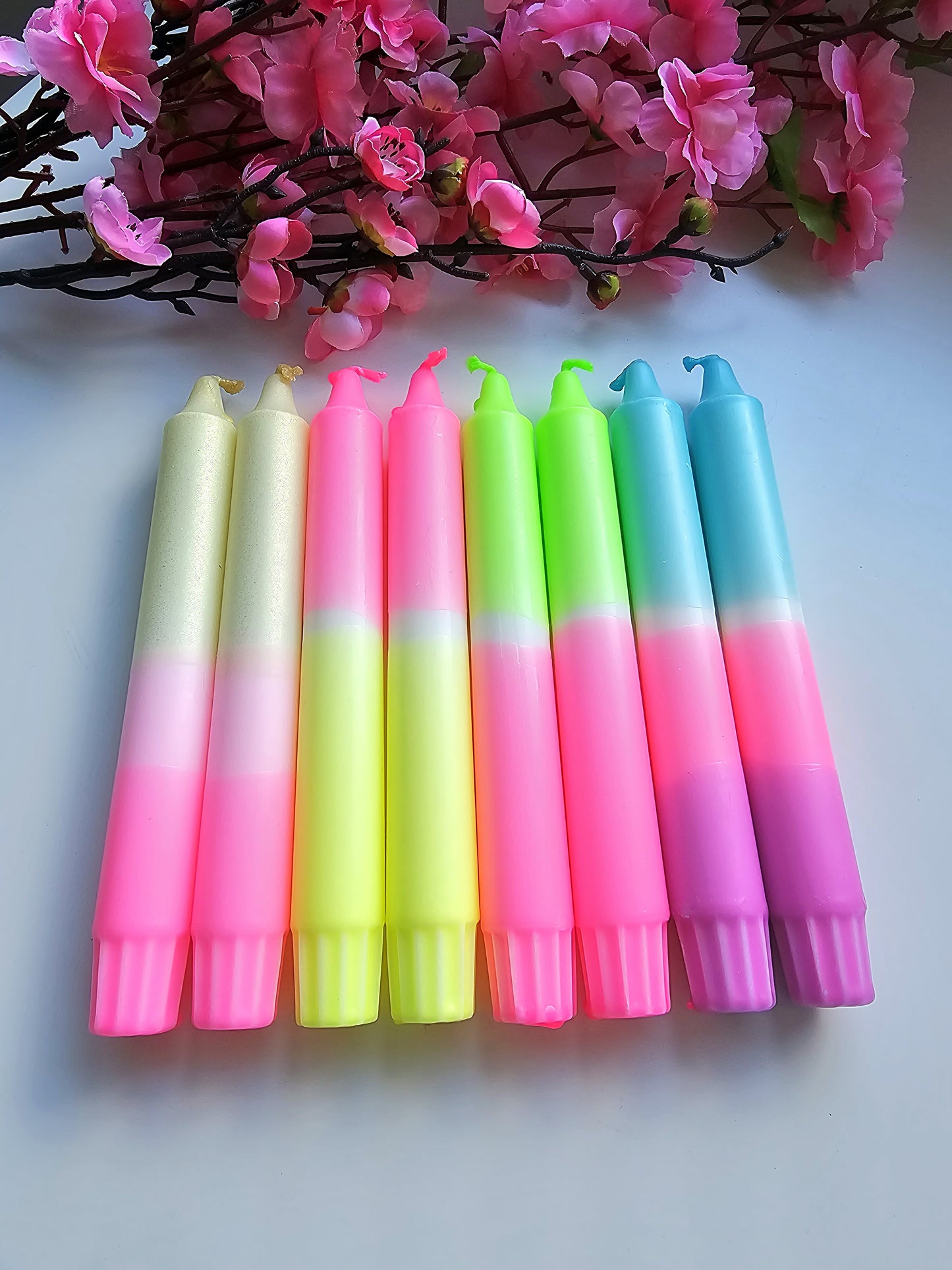 Neon dinerkaarsen set van 2